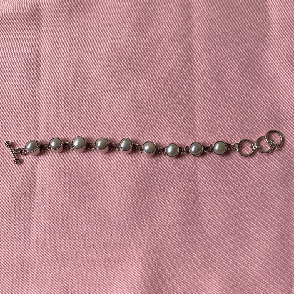 VINTAGE STERLING SILVER PEARL BRACELET